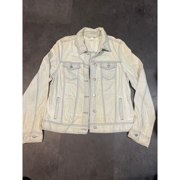 Jones New York White Denim Jacket‎ Stylish Casual Outerwear B-400 - Picture 1 of 5